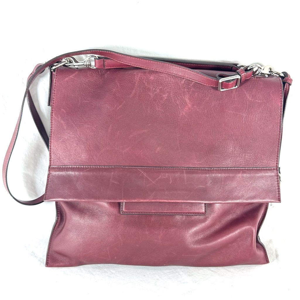 Rabeanco Burgundy Leather Shoulder Flap Shoulder Bag